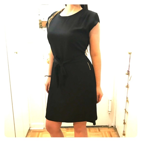 Reiss Black Crepe Dress. High/low. Shoulder Detail - Picture 2 of 8